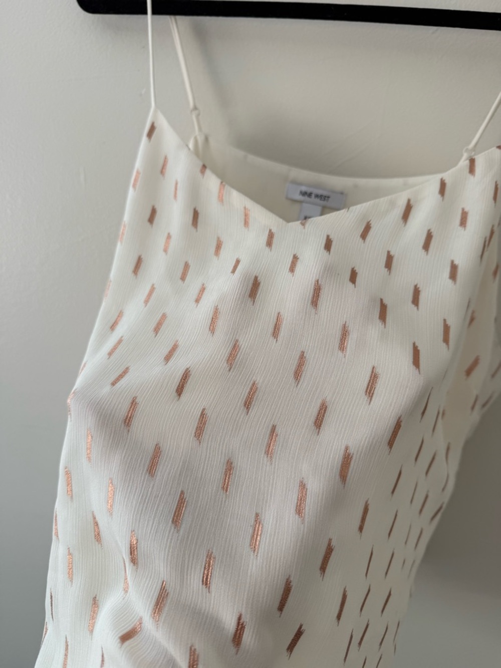 Women’s Tank Top Chiffon Cream Cami with Rose Gold Accents Nine West XXL - Picture 2 of 10